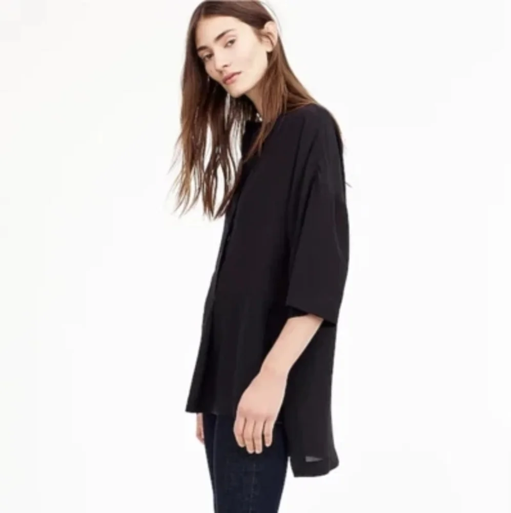 J. Crew Tunic 100% Silk Classic Black  Size S - Picture 7 of 15